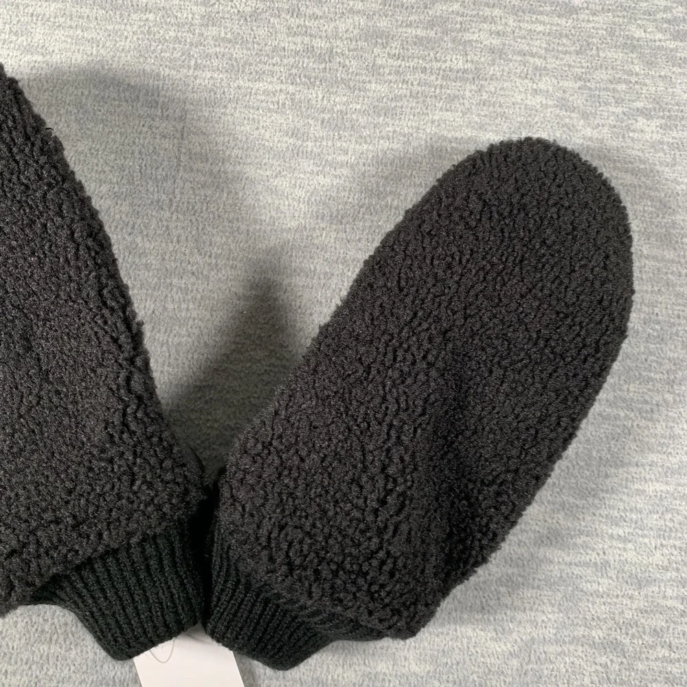 J.Crew Mittens Womens One Size Black Faux Fur Fleece Non‎ Slip Winter Warm
